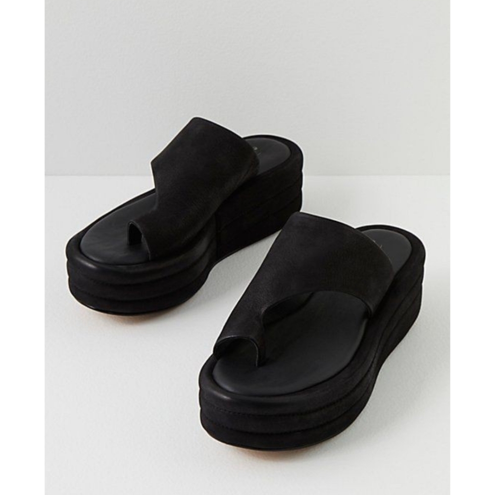 Free People Black Hayes Flatform Platform Sandals